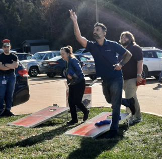 DNR employees playing cornhole