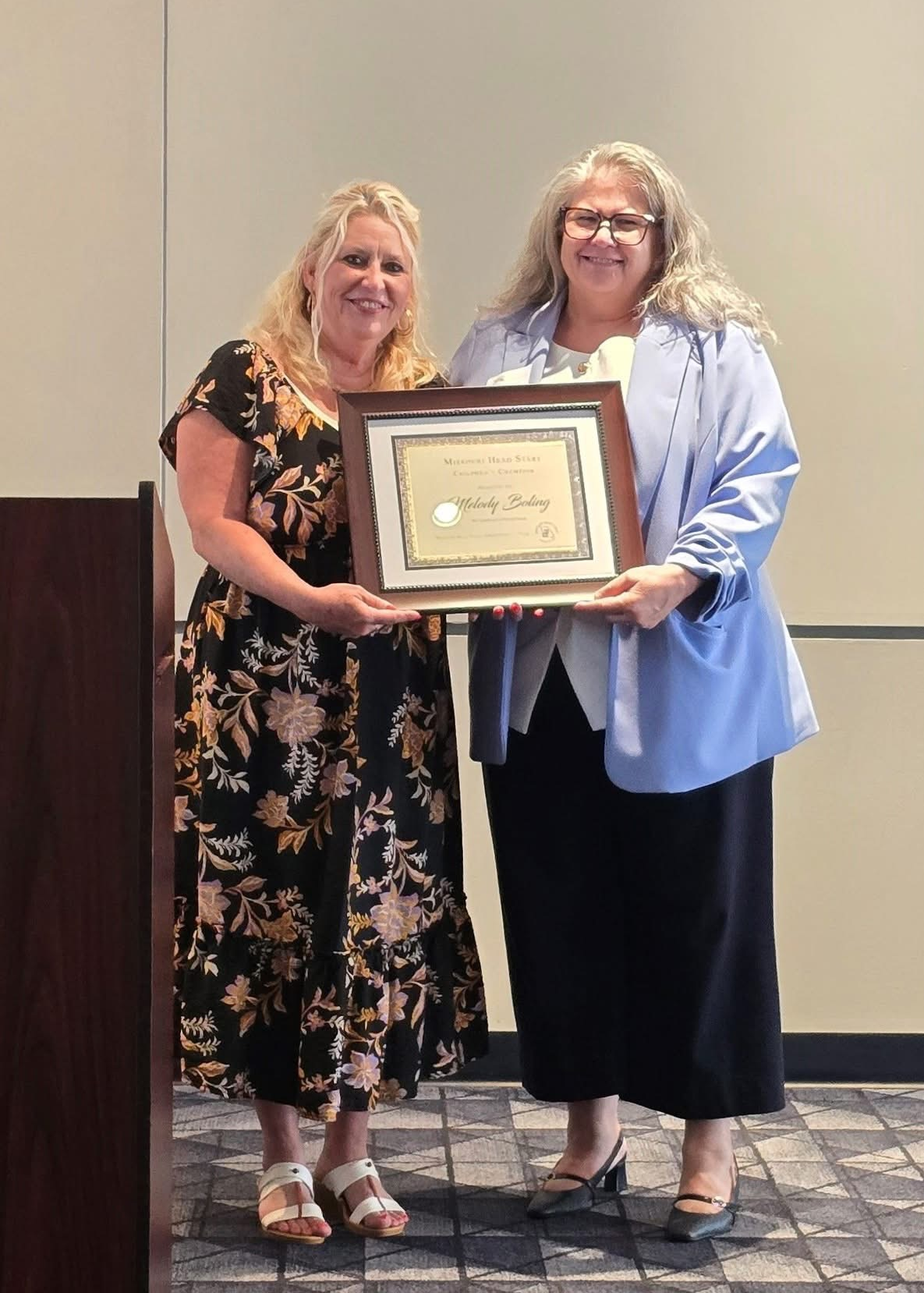 DMH Children's Office Coordinator, Melody Boling (in light blue blazer), is Missouri Head Start Association's Children's Champion of the Year!