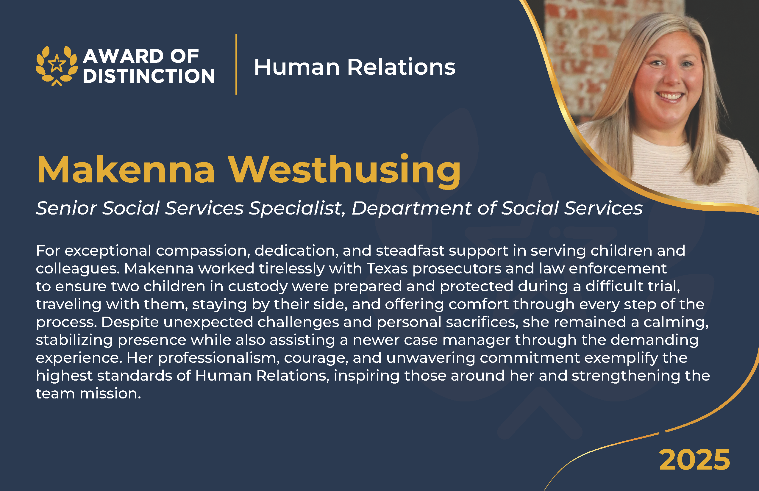 Makenna Westhusing - 2025 Human Relations Award of Distinction