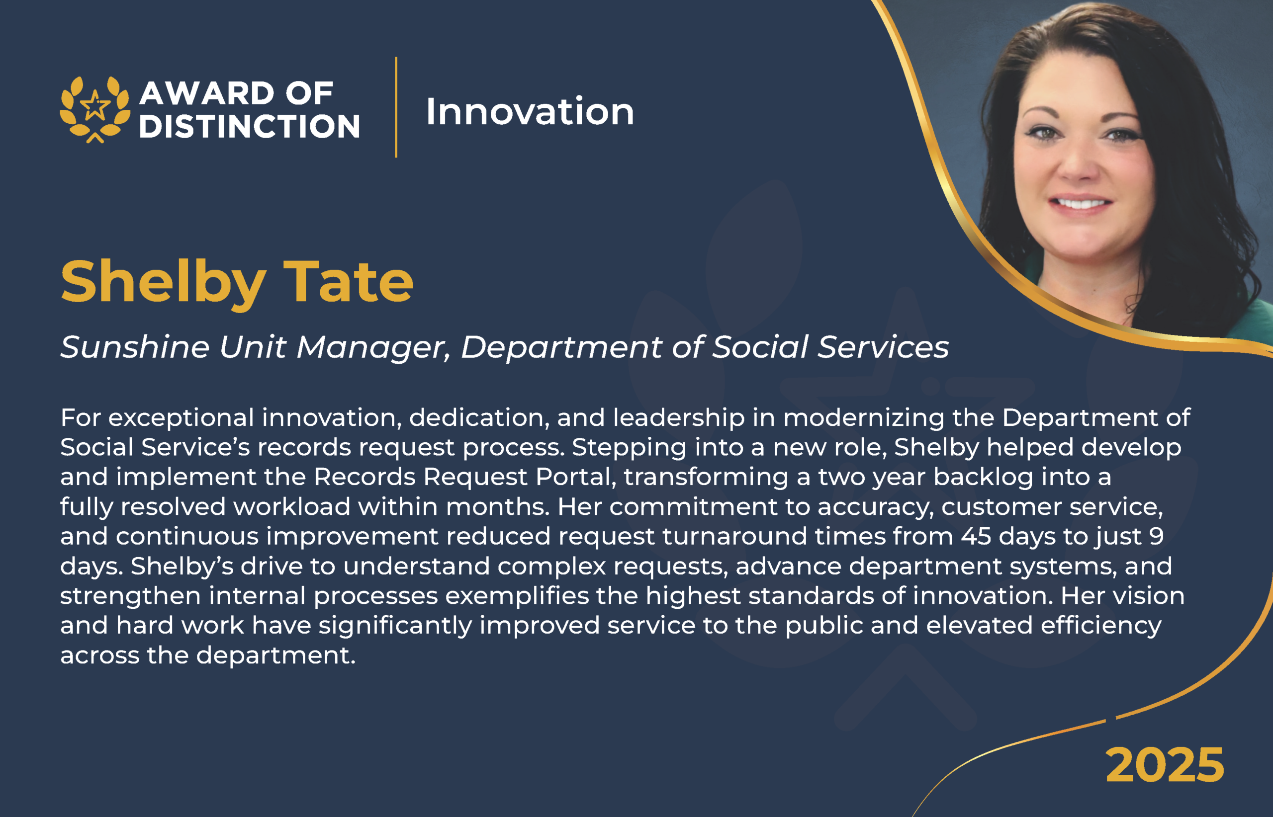 Shelby Tate - 2025 Innovation Award of Distinction