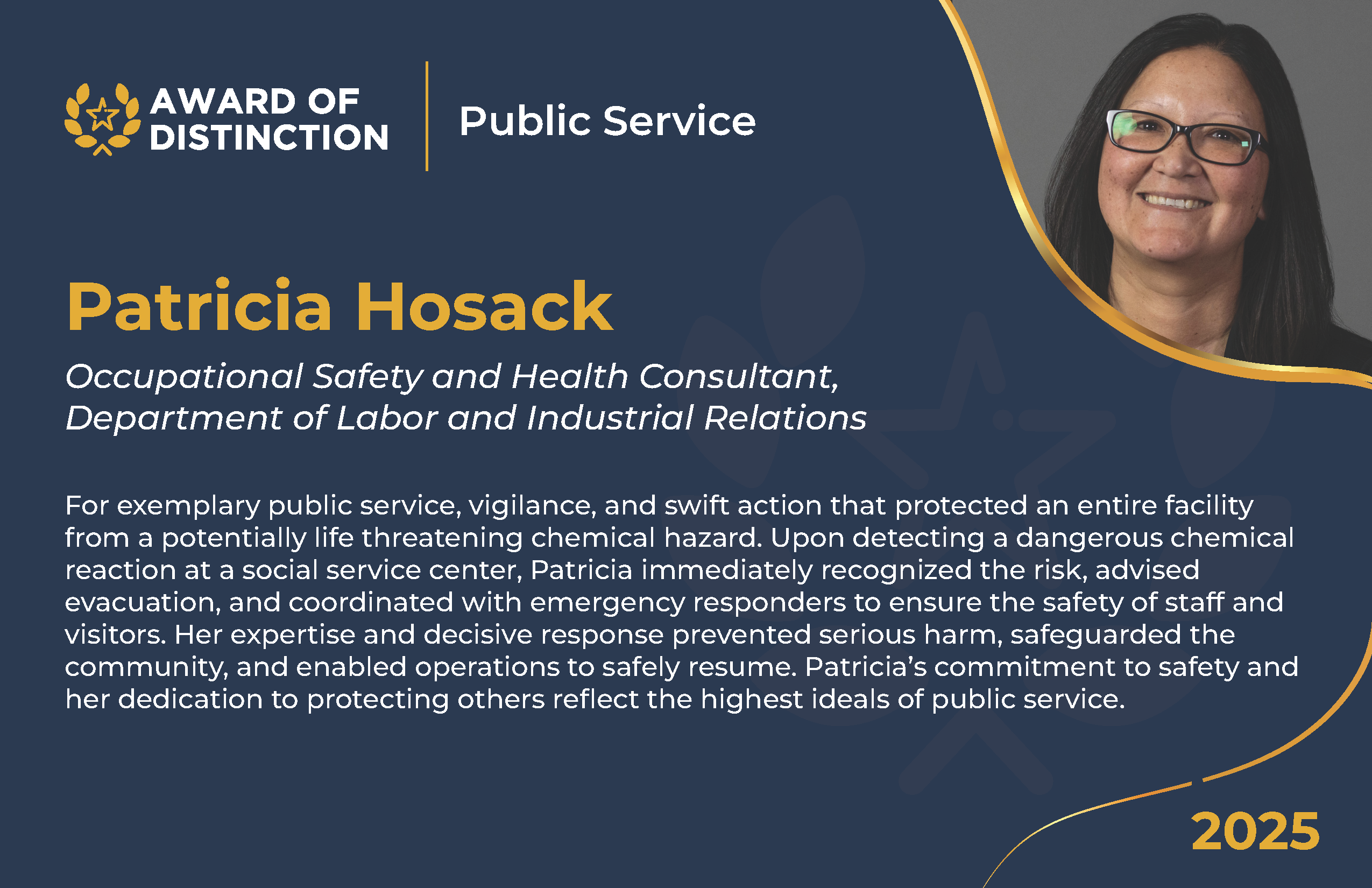 Patricia Hosack - 2025 Public Service Award of Distinction