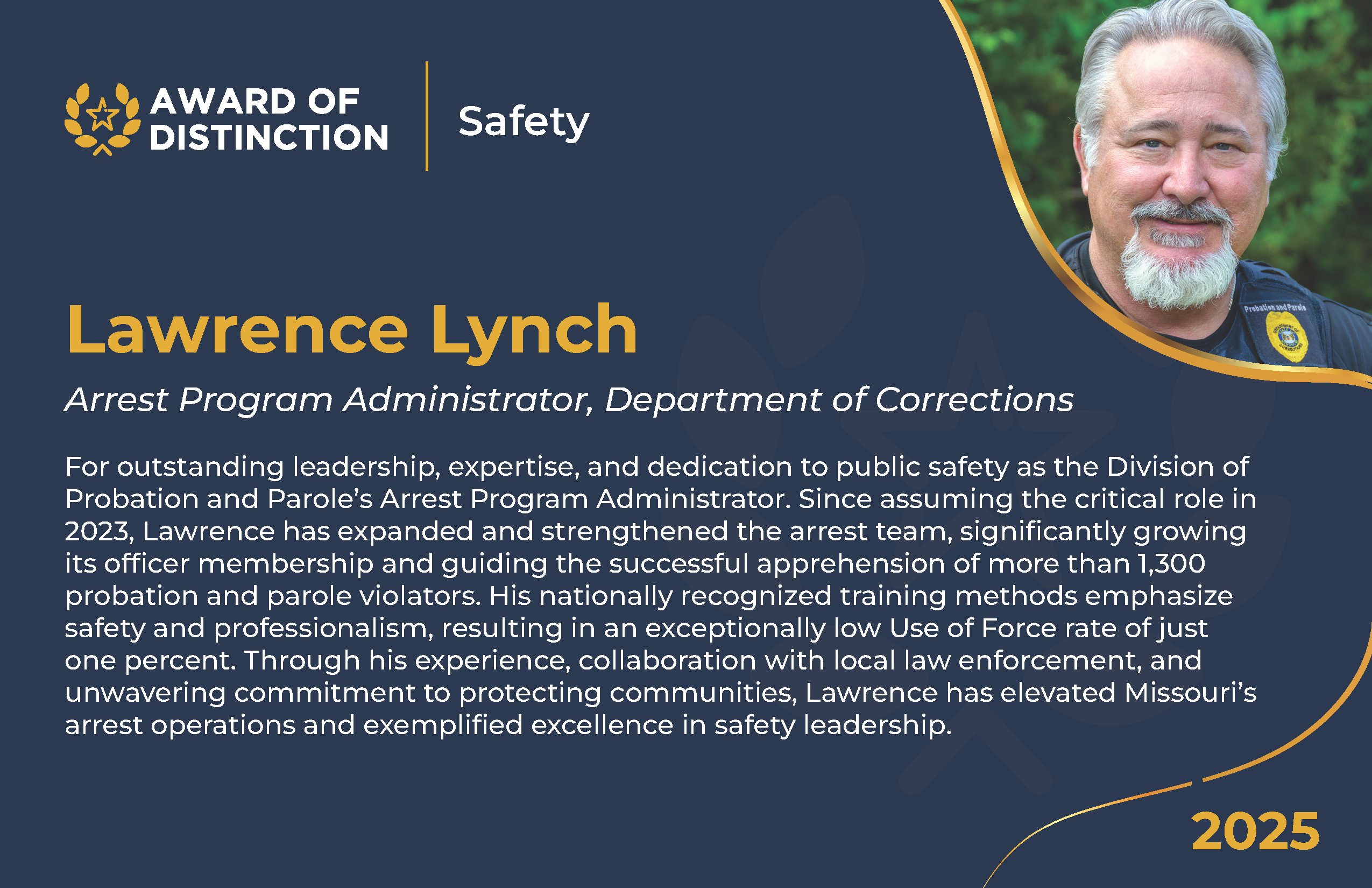 Lawrence Lynch - 2025 Safety Award of Distinction
